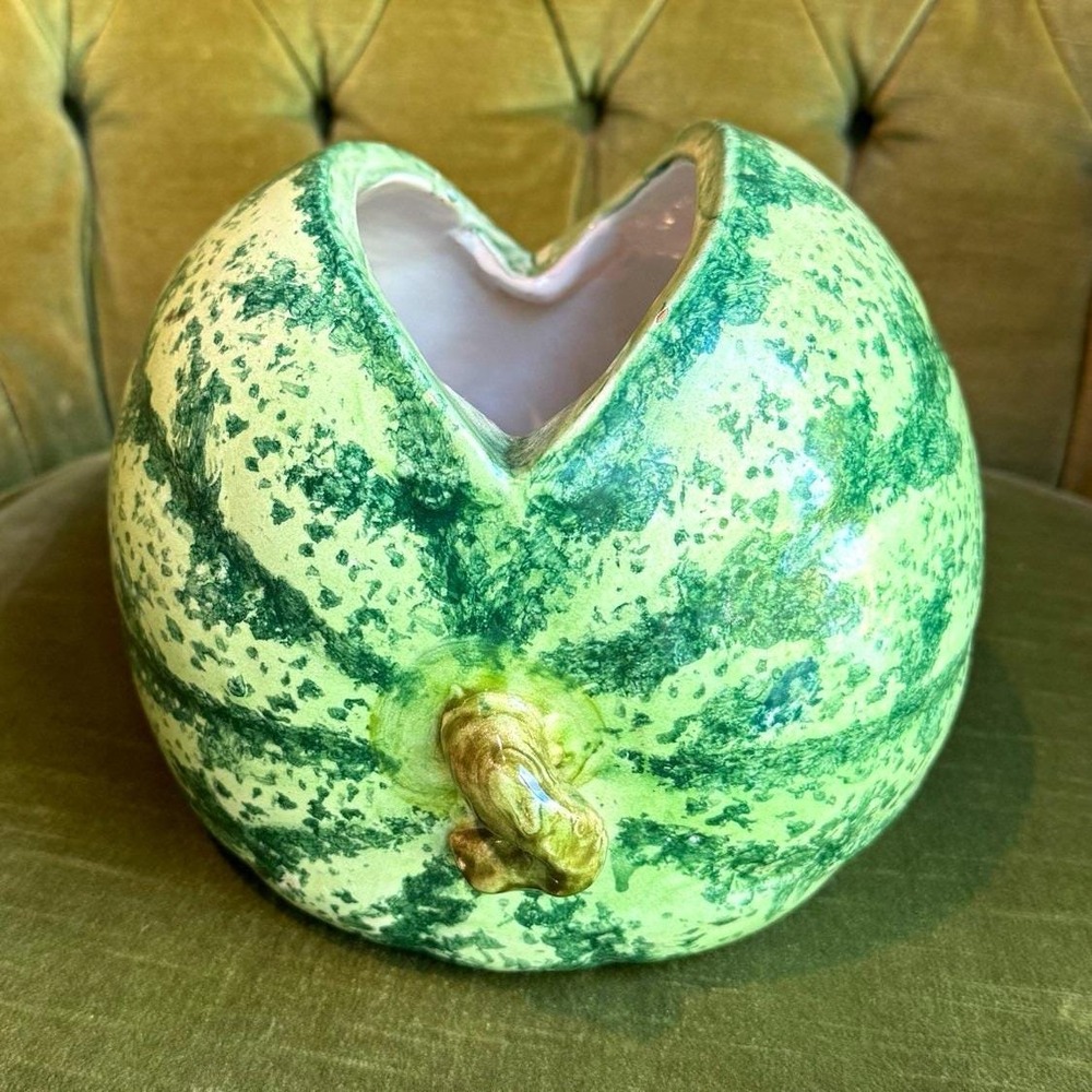 Vintage Italian Majolica Pottery Vase in Style of Fanciullacci / Mid-Century
